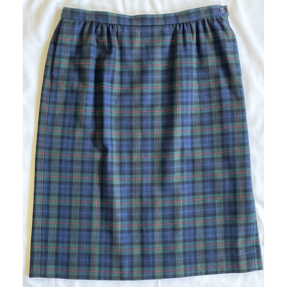 Vintage 90's Pendleton Wool Tartan Argyle Plaid A-Line Skirt 16 Petite Classic